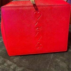 Estee Lauder Red Cosmetic Bag with Embossed Card Suits